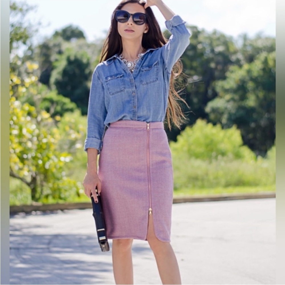 J. Crew lavender & Pink Pencil Skirt Knee-Length with Slit